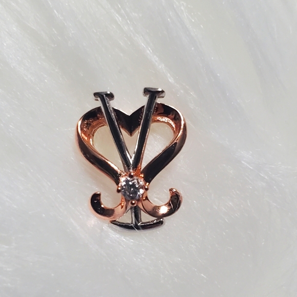 She-Said-Yes "Love Symbol" Round Cut 10k Solid Rose & White Gold Pendant - Picture 1 of 5